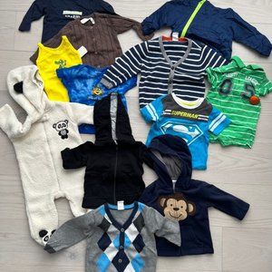 Set of 12 Baby Sweaters Hoodies Jackets Tops Various Brands 0 - 6 months